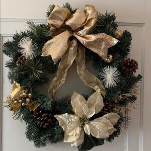 Elegant Gold and Cream Holiday Wreath 19”